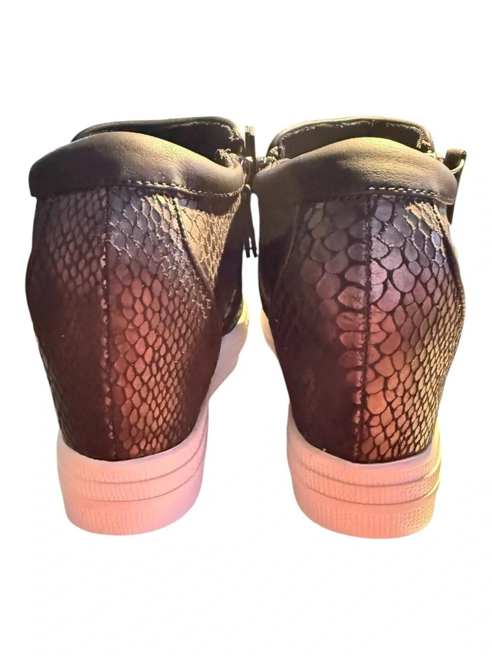 Not Rated Snake Print Sneaker Wedge Booties Size 8.5 NWOB